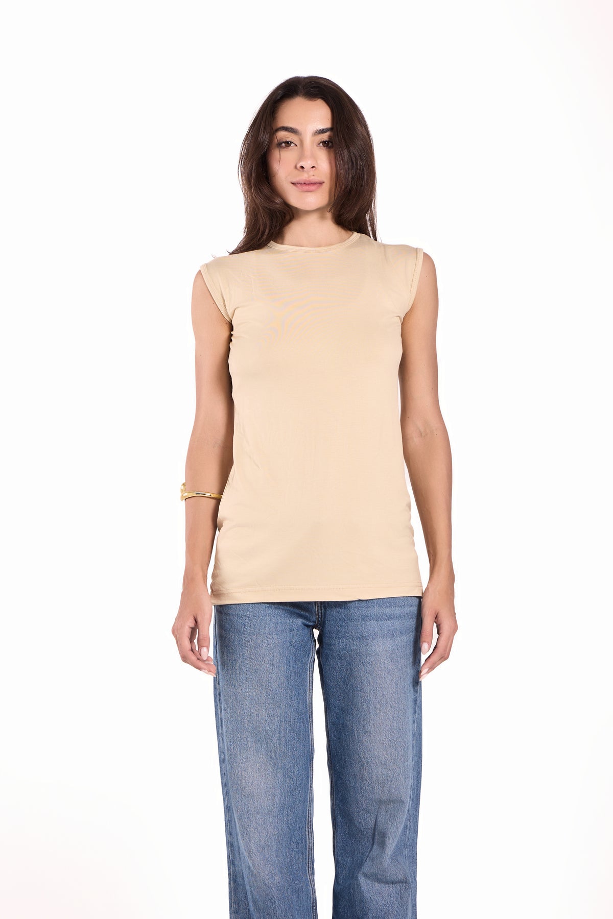 Sleeveless Crew Neck Top Material: Viscose Blend