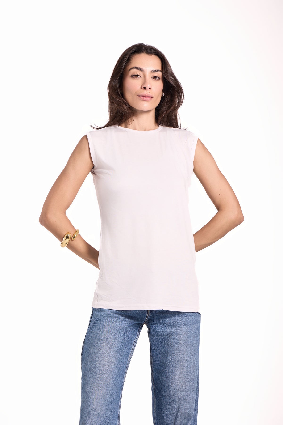 Sleeveless Crew Neck Top Material: Viscose Blend