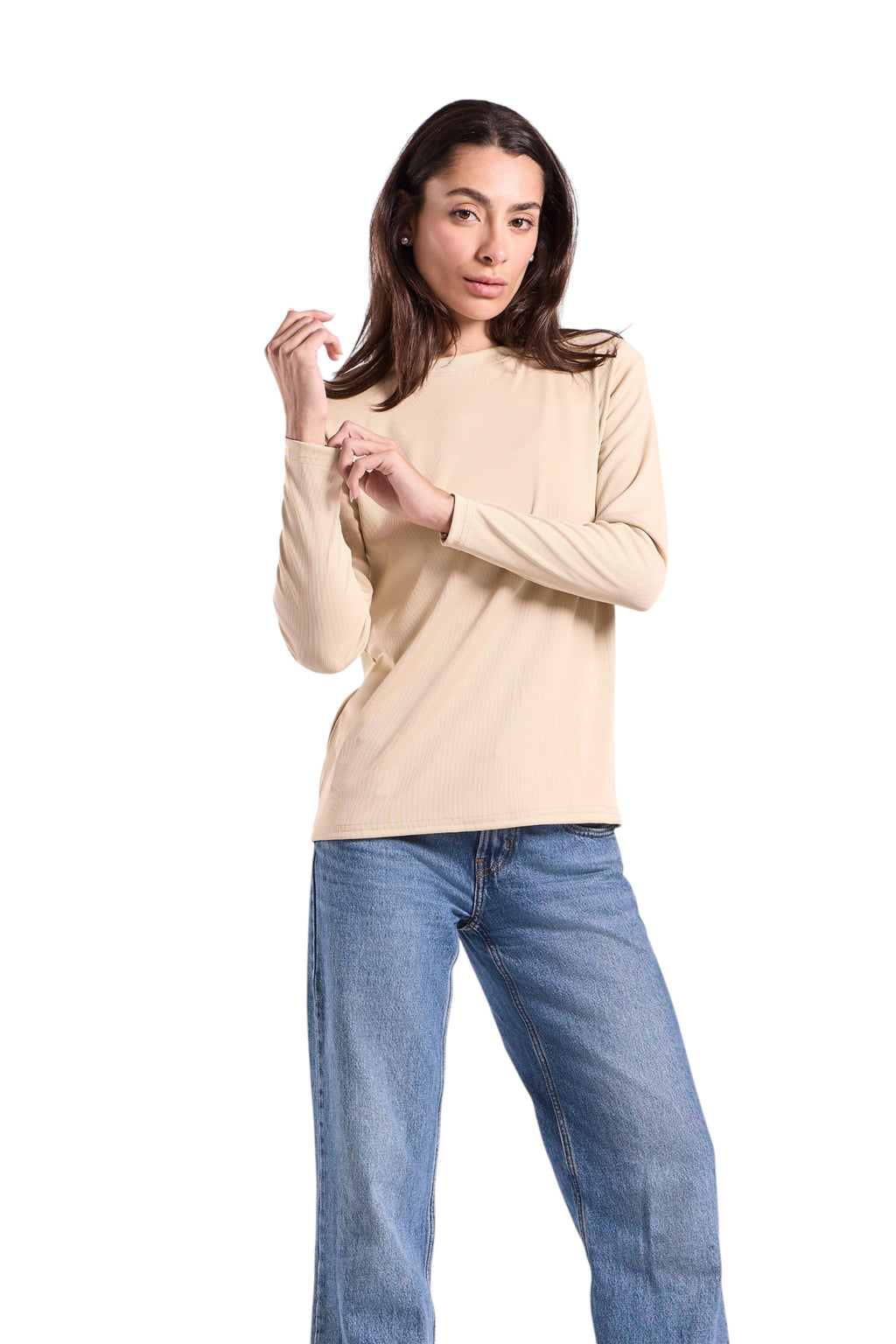 Women's Ribbed Top - Derby Fabric (Plain Sleeve)