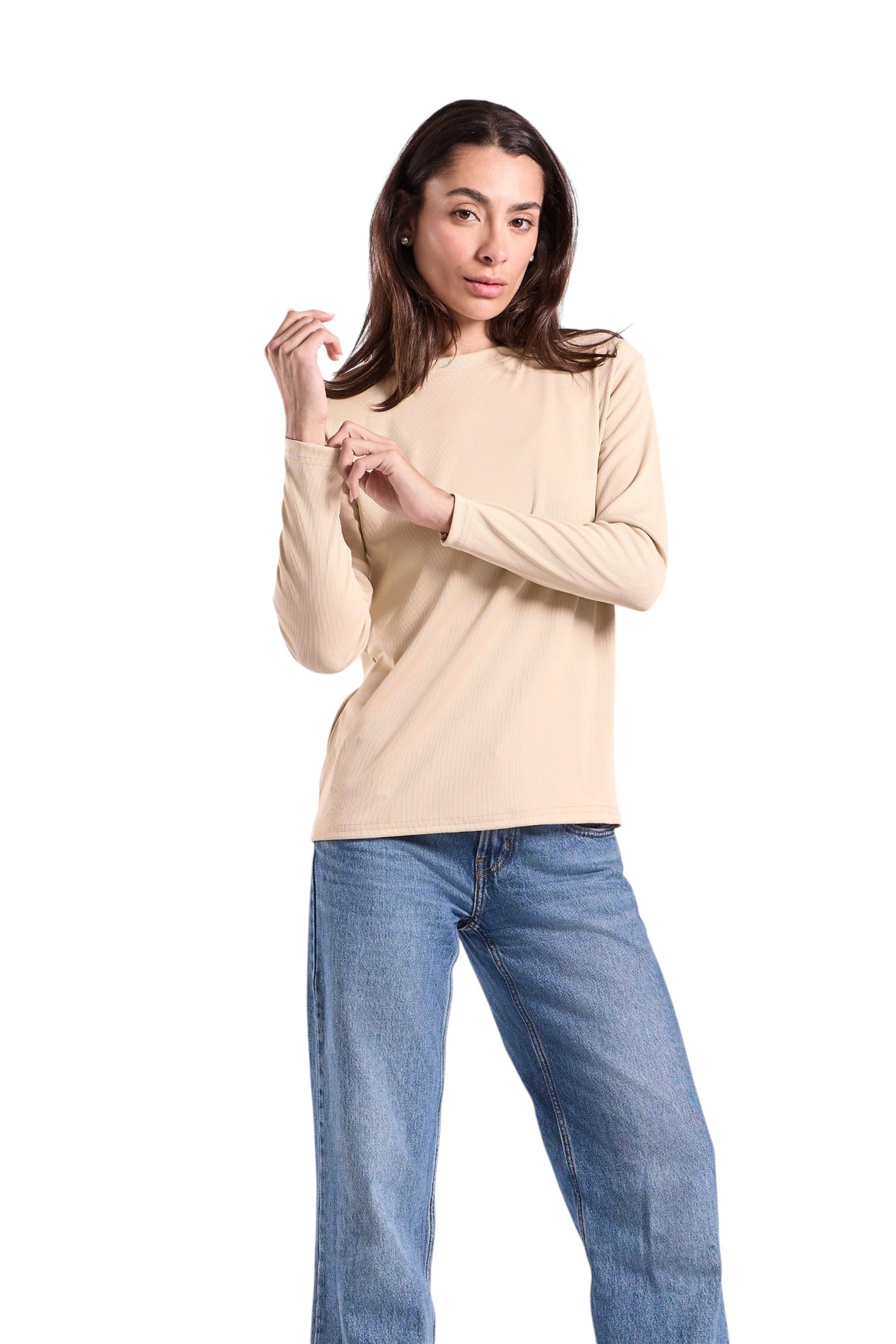 Women's Ribbed Top - Derby Fabric (Plain Sleeve)