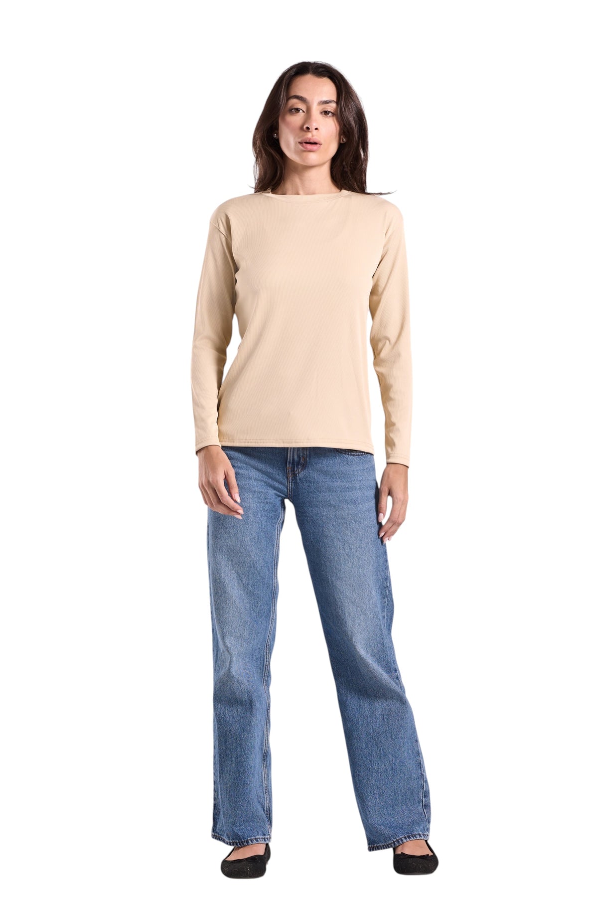 Women's Ribbed Top - Derby Fabric (Plain Sleeve)