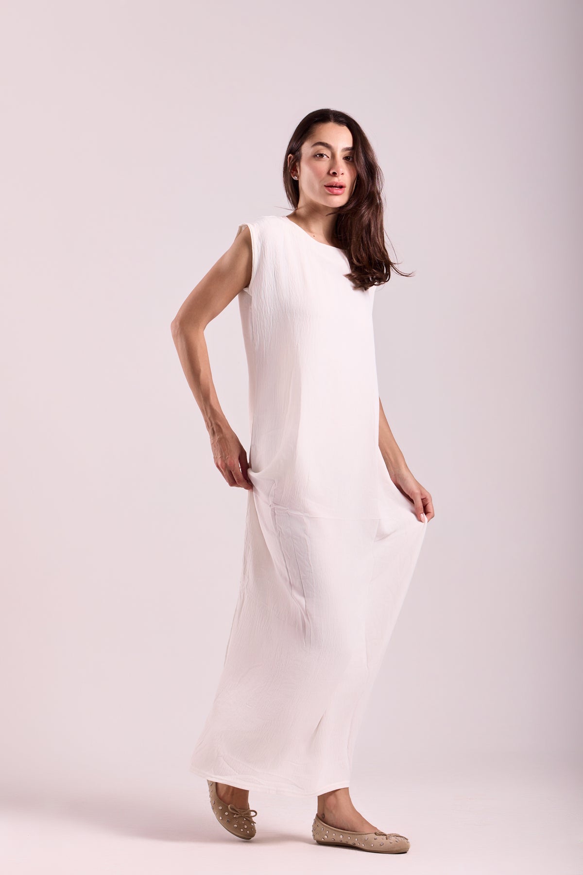 Basic Long Dress - Sleeveless Material: C .Y