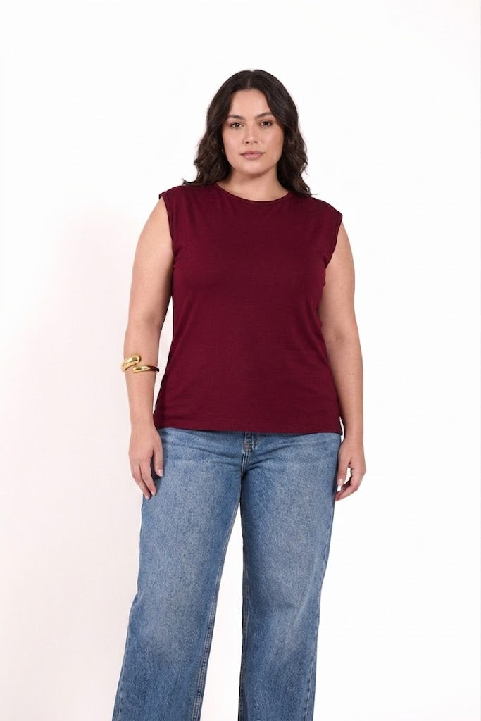 Sleeveless Crew Neck Top Material: Viscose Blend