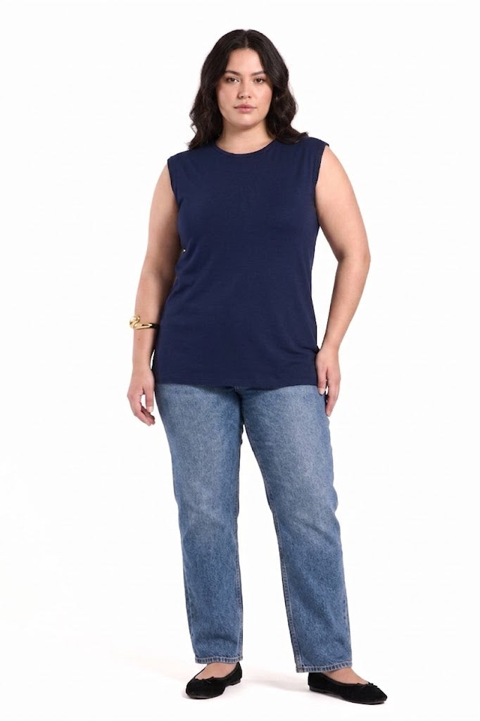 Sleeveless Crew Neck Top Material: Viscose Blend