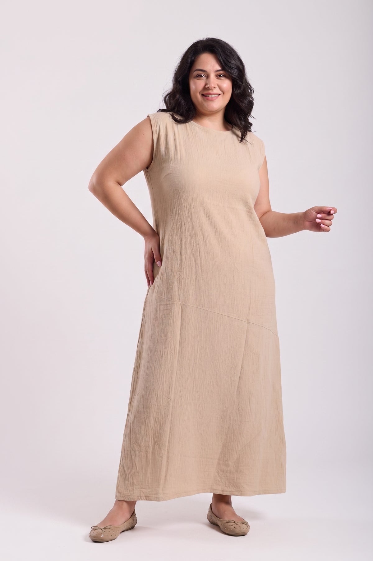 Basic Long Dress - Sleeveless Material: C .Y