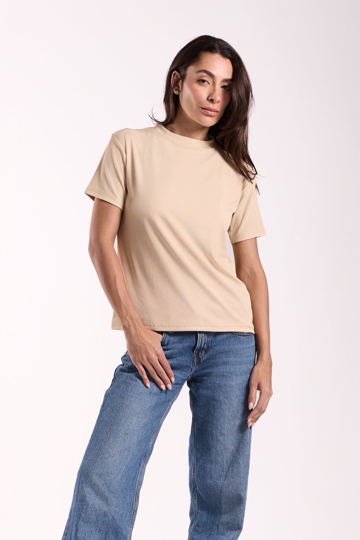 T-Shirt Ribbed Half Sleeve - Material: Derby