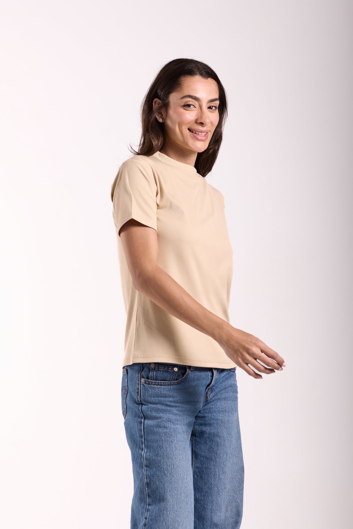 T-Shirt Ribbed Half Sleeve - Material: Derby